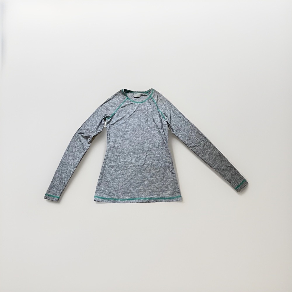 Women's Athleta shirt top XS/S gray solid long‎ sleeve active athletic Running